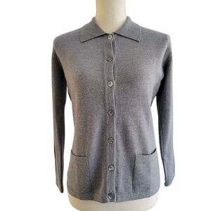 Sportmax Vintage Gray Virgin Wool Cardigan Sweater Women’s Size S Button Front